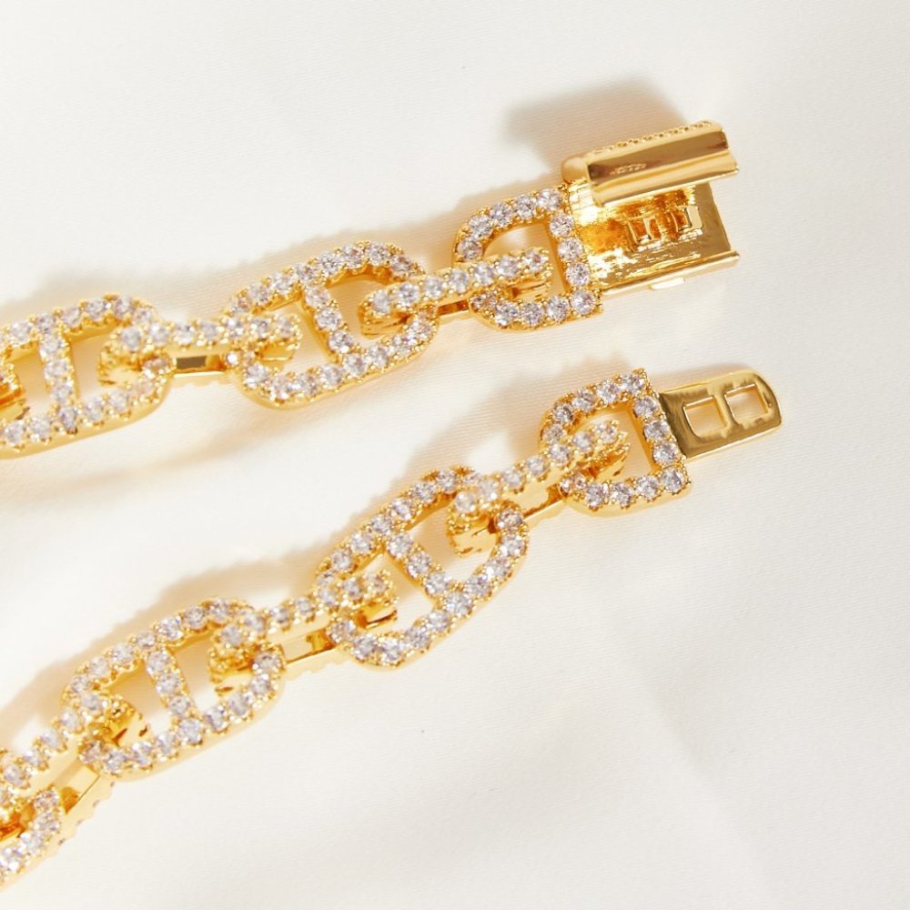 Gold Rhinestone Chain-Link Bracelet New with Tags